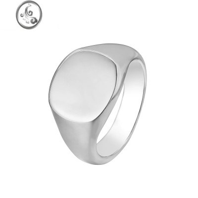 JiMi钛钢不掉色 ins潮牌光面方形戒指欧美嘻哈个性街头风指环男女尾戒