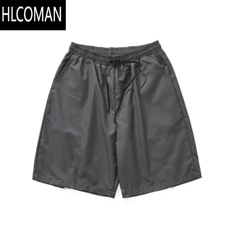 HLCOMAN高街设计感小众休闲后拉链西装短裤男夏季宽松直筒阔腿运动五分裤