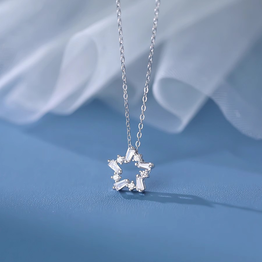 s999足银星星项链吊坠女轻奢小众锁骨链2024年新款送女友生日礼物送女朋友老婆情人节七夕生日礼物