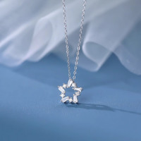 s999足银星星项链吊坠女轻奢小众锁骨链2024年新款送女友生日礼物送女朋友老婆情人节七夕生日礼物