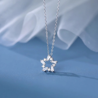 s999足银星星项链吊坠女轻奢小众锁骨链2024年新款送女友生日礼物送女朋友老婆情人节七夕生日礼物