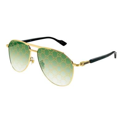 古驰(GUCCI)金属飞行员款墨镜商务休闲百搭配镜框男士太阳镜 GOLD/GREEN_004_VGH
