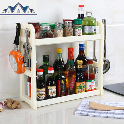 调味料收纳置物架塑料刀架调料调味品双层架子厨房用品用具小百货 三维工匠