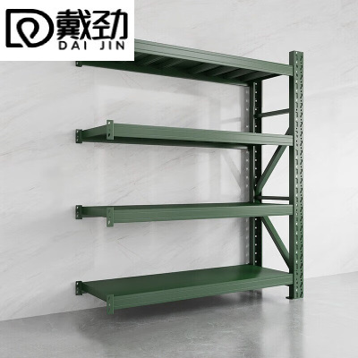 戴劲货架仓储库房储物架军绿色四层副架240kg/层中型150*60*200cm