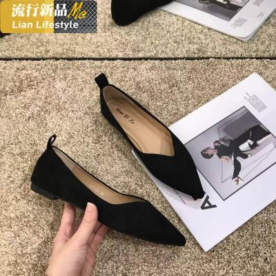 网红单鞋女2020春季新款韩版百搭平底豆豆鞋尖头浅口瓢鞋潮晚晚鞋知义(ZHIYI)休闲鞋