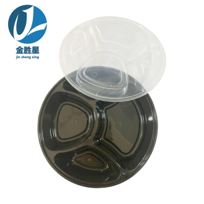 金胜星黑圆四格餐盒1000ml 150套/件