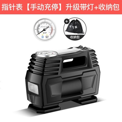 [补贴10%]车载充气泵12v汽车用小轿车轮胎打气泵小型便携式大功率电动气筒 指针表[手动充停]升级带灯+收纳包+送充