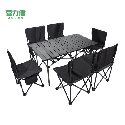 喜力健 户外便携折叠桌椅 黑色桌95长-中号椅子6把 套