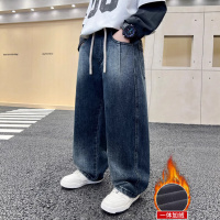 男童加绒裤子一体绒新款男孩冬季加厚长裤儿童加绒牛仔裤冬装