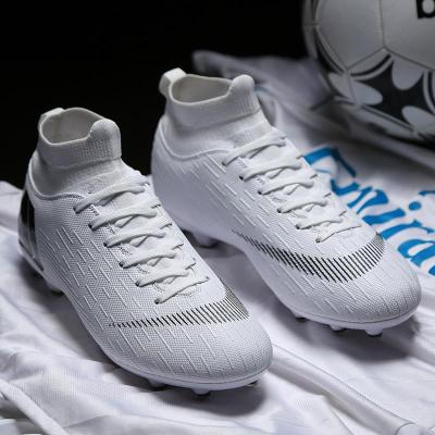 13高帮鸳鸯足球鞋男碎钉白色长钉C罗梅西儿童学生训练鞋女