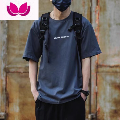 七斓2023新款夏季印花短袖T恤男日系潮牌宽松休闲衣服半袖体恤潮