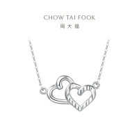 周大福心心相印吊坠项链PT950铂金套链 PT161953