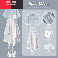 YIBUSHENGpolo连衣裙子女季2024新款女学生套装长裙子女设计感小众两件套