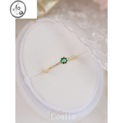 JiMiLoslie|原创小众设计复古祖母绿轻奢银银镀金小众叠戴戒指指环