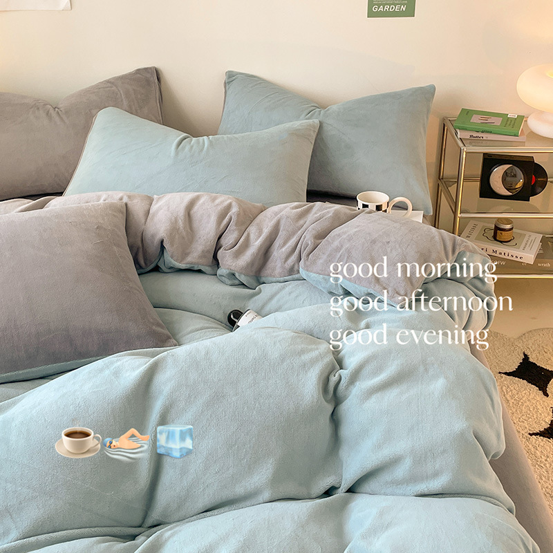 冬季A类双面牛奶珊瑚绒被套单件150x200x230单人法兰绒被罩加厚绒