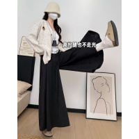黑色裙裤女新款秋冬休闲裤子高腰垂坠感半身裙宽松阔腿糯米裤