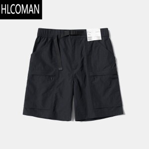 HLCOMAN男装尼龙宽松直筒工装短裤男2025夏季新款休闲裤子