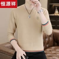 恒源祥高端男士长袖t恤小蜜蜂刺绣上衣春秋季商务休闲卫衣男体恤