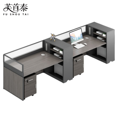 芙首泰屏风办公桌双人位含柜300*60*110cm张