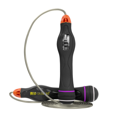 无绳跳绳计数器直插式智能钢丝绳子运动室内无线跳神健身成人学生中考儿童可调节室内竞速绳子