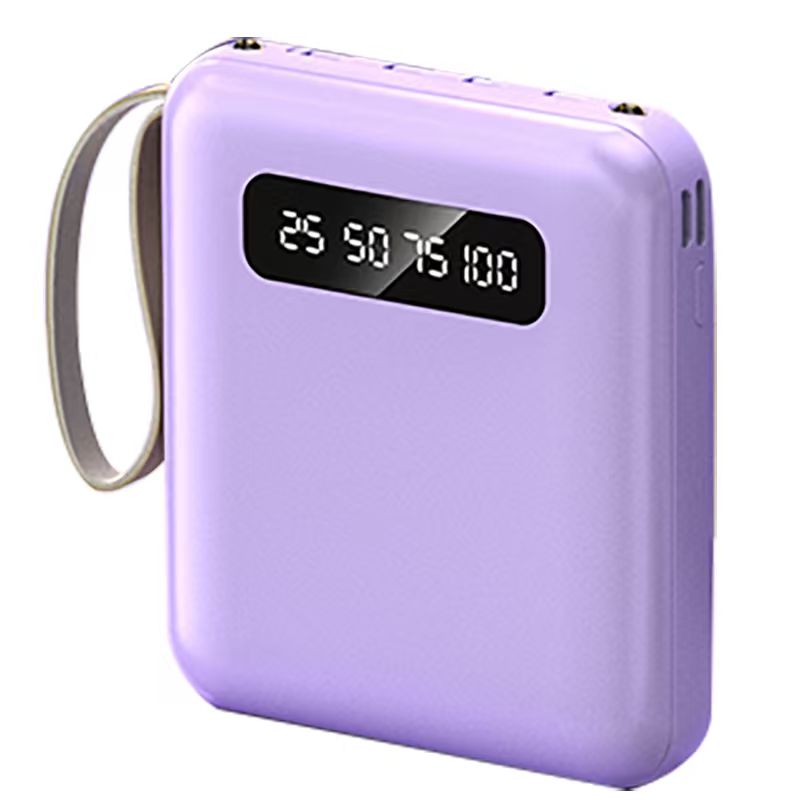 苏宁宜品&卡镁瑞自带线10000mAh充电宝便携数显移动电源K106可带飞机3C认证颜色随机