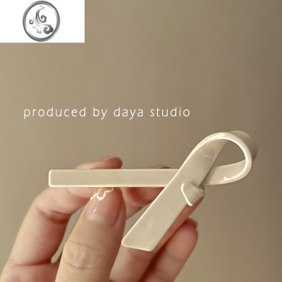 JiMi少女丝带 法式复古醋酸交叉蝴蝶发夹子高级感小众设计ins刘海边夹