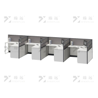 臻远 ZYGW-119屏风工作卡位职员桌办公桌 F型四人位