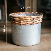 家柏饰(CORATED)风格花盆 花器花筒 手工艺术铁艺柳编结合 杂货花园 高款 大