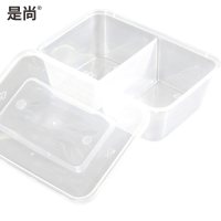 是尚 一次性餐盒 方形双分格盒 750ml 300套装 1箱