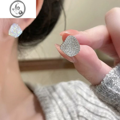 JiMi银银针满钻不规则耳钉女春夏小众耳环设计感高级耳饰2023年新款潮