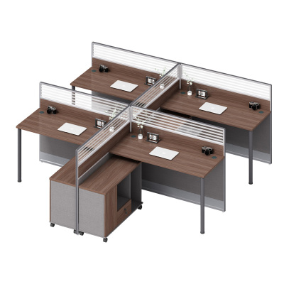 科朔 办公桌职员桌 员工桌 板式屏风班台桌 四人位 KS-06L3017