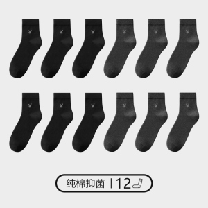花花公子全棉男袜中筒春夏四季男士薄款透气防臭吸汗棉袜子男纯棉