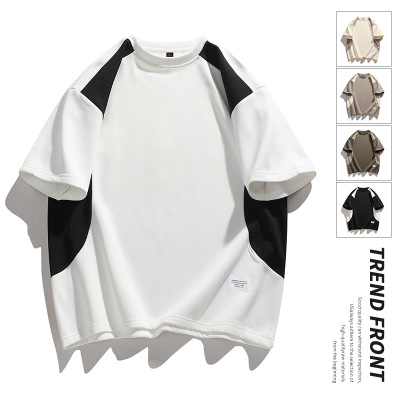 短袖上衣男夏季日常休闲时尚日系男宽松百搭圆领透气简约学生T恤