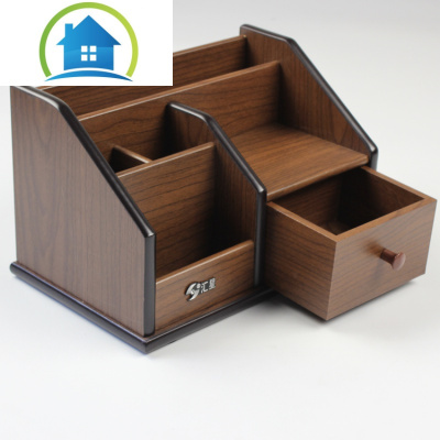 三维工匠韩国创意时尚大号笔筒收纳笔座笔桶摆件办公用品实木制木质多功能