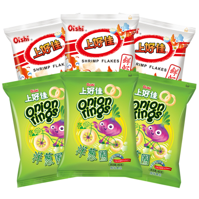 上好佳膨化休闲系列组合包（鲜虾片40*3包+洋葱圈40g*3包）共240g原味240g