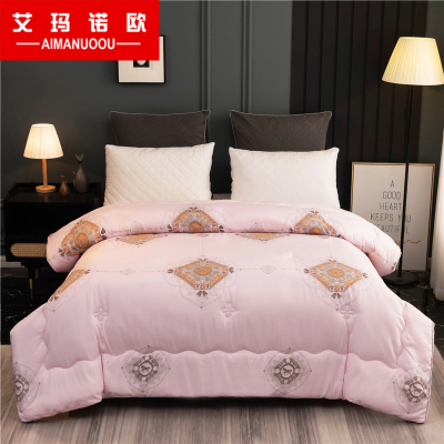 艾玛诺欧家纺金卡绒立体边羽丝绒冬被加厚印花被子1.8米床被芯1.5米棉被保暖冬被绗缝纤维被学生被子爱马xy1.5*2.0m约5斤/冬被-