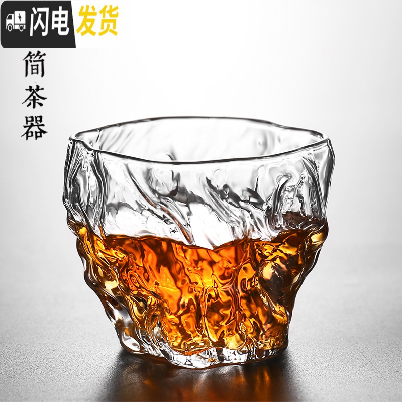 三维工匠日式描金玻璃小茶杯耐热迷你锤纹主人杯品茗单杯茶盏功夫茶碗茶具 木纹杯[无描金]80满4只8折2只9折