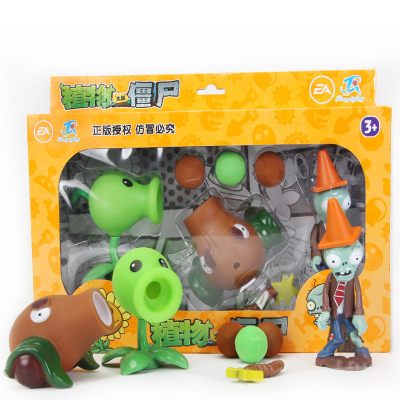 儿童玩具正版植物大战僵尸3-6周岁7岁男孩子4疆尸5生日12（软胶）3只装：豌豆+椰子+僵尸送子弹+送地图