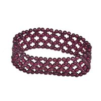 梦克拉 石榴石手链 酒红色 多层 卷珠帘 石榴石手编手链女 民族风