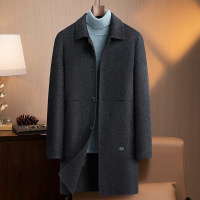 纯羊毛双面呢长款大衣男士落肩袖潮流时尚休闲宽松羊毛妮子外套男
