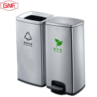 GNF茶渣桶30L*2两分类茶渣脚踏垃圾桶 带过滤茶叶茶水干湿分离不锈钢大号无盖脚踩桶双分类公司单位办公室茶水间休息室