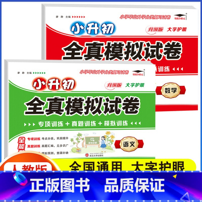 2册[语文+数学]小升初模拟试卷(含真题) 小学升初中 [正版]2024年小升初模拟试卷真题卷必刷题人教版语文数学英语小