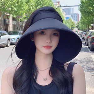 新款空顶冰丝夏季环绕帽女遮阳帽帽檐紫外线太阳帽加宽遮阳帽