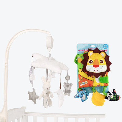 婴儿床挂件玩具床铃挂饰推车吊挂床玲宝宝床头铃音乐旋转摇铃风铃套餐二（单曲床铃+狮子床围）