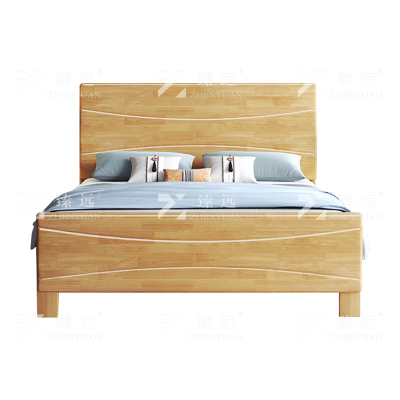臻远 ZY4022927榉木色实木床1.2米单人床