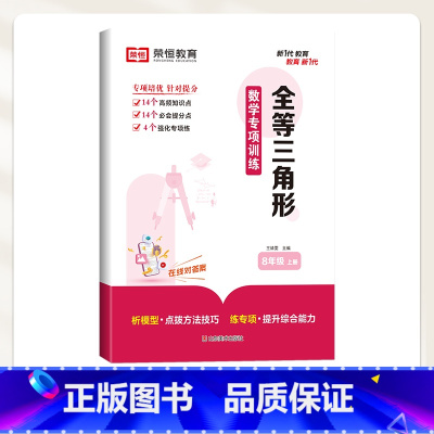 全等三角形 八年级上 [正版]八年级上册数学练习册必刷题人教初中必刷题一课一练初二上计算题专项训练全套试卷人教版压轴题课