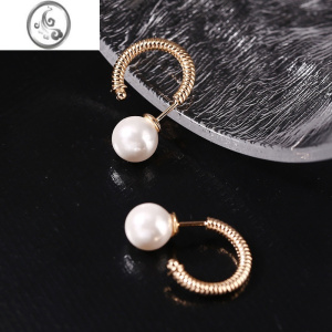 JiMi小众设计感宋祖儿同款s925银银后挂式耳环螺旋珍珠耳钉一款两戴 宋祖儿同款耳环925纯银