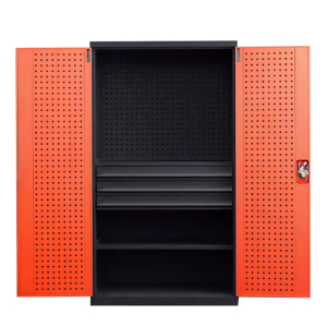 DXBG重型工具柜车间用加厚物件工具储物柜工厂铁皮柜汽修厂零件收纳柜橘色三层三抽带挂板