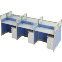 中豫鑫泽 ZYXZ5031812 职员桌屏风工位职员办公桌 王字型六人位含柜