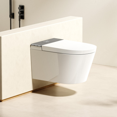新款壁挂式智能马桶隐藏水箱泡沫盾虹吸式悬空家用坐便器